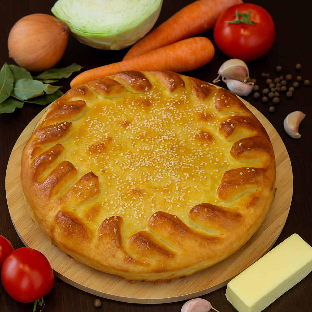 Pastete mit Kohl und Fleisch