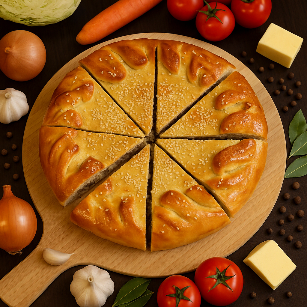 Pastete mit Kohl und Fleisch