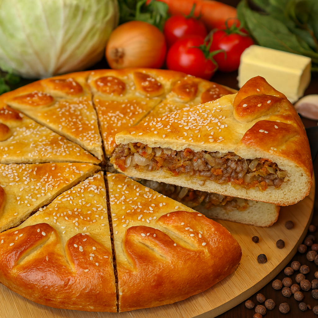 Pastete mit Kohl und Fleisch