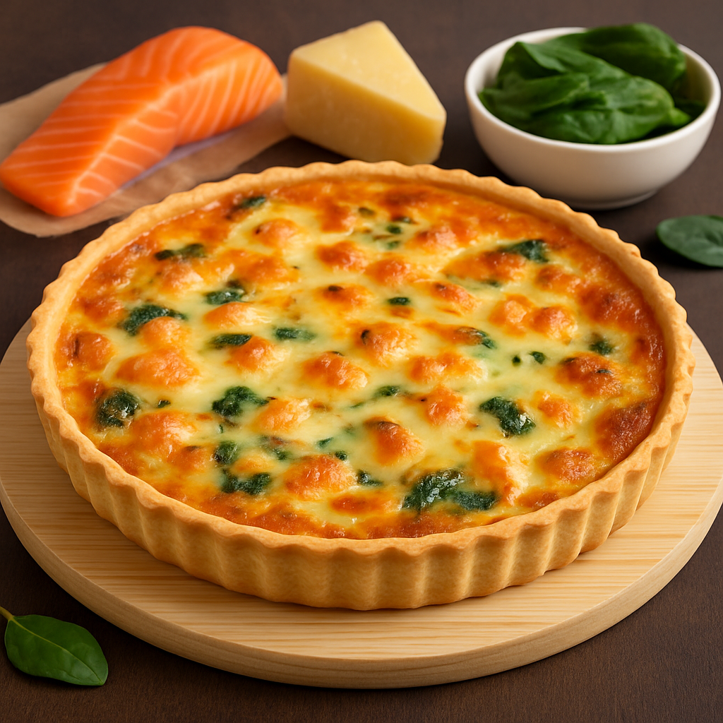 Quiche mit Lachs, Spinat & Mozzarella