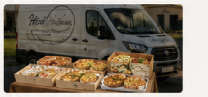 Lieferung der Quiches mit dem Haus Nikolaus Lieferwagen